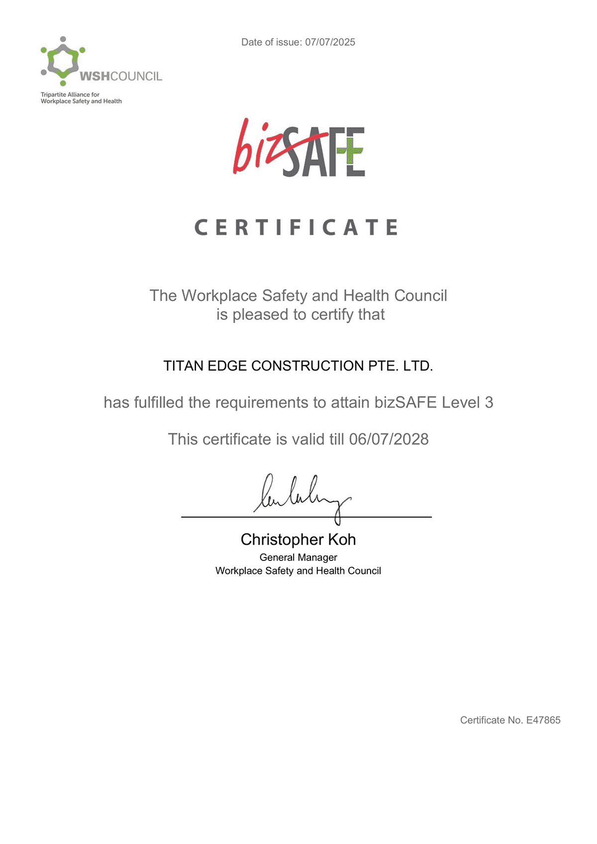 bizSAFE Level 3